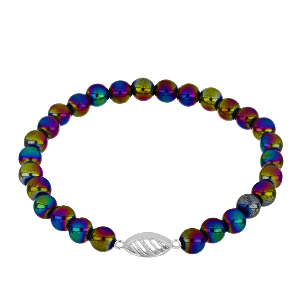 Pulseira de Prata com Quartzo Hematita Verde Místico 1 
