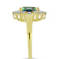 Anel de Prata com Banho de Ouro com Quartzo Hematita Verde Místico e Topázio Branco  Contraste: Cabeca de Veado (800)