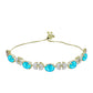 Pulseira de Prata com Banho de Ouro com Jade Azul e Topázio Branco  Contraste: Cabeca de Veado (800)
