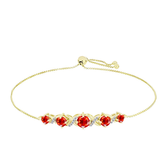 Pulseira de Prata com Banho de Ouro com Opala Fogo de Lega Dembi e Topázio Branco  Contraste: Cabeca de Veado (800)