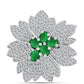 Alfinete de Prata com Esmeralda da Zambézia e Topázio Branco  Contraste: Cabeca de Veado (800)