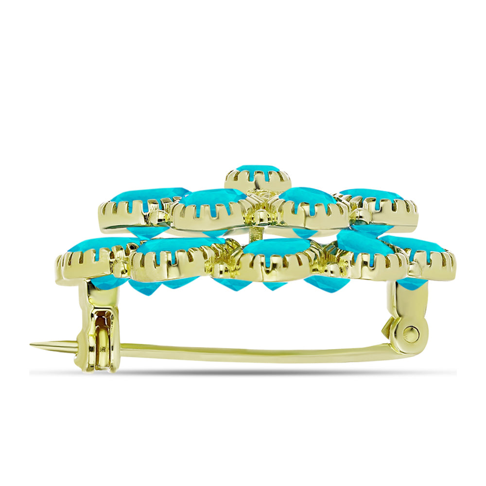 Alfinete de Prata com Banho de Ouro com Jade Azul  Contraste: Cabeca de Veado (800) 2 