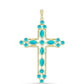 Cruz Pendente de Prata com Banho de Ouro com Jade Azul  Contraste: Cabeca de Veado (800)