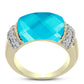 Anel de Prata com Banho de Ouro com Jade Azul e Topázio Branco  Contraste: Cabeca de Veado (800)