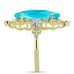 Anel de Prata com Banho de Ouro com Jade Azul e Topázio Branco  Contraste: Cabeca de Veado (800)