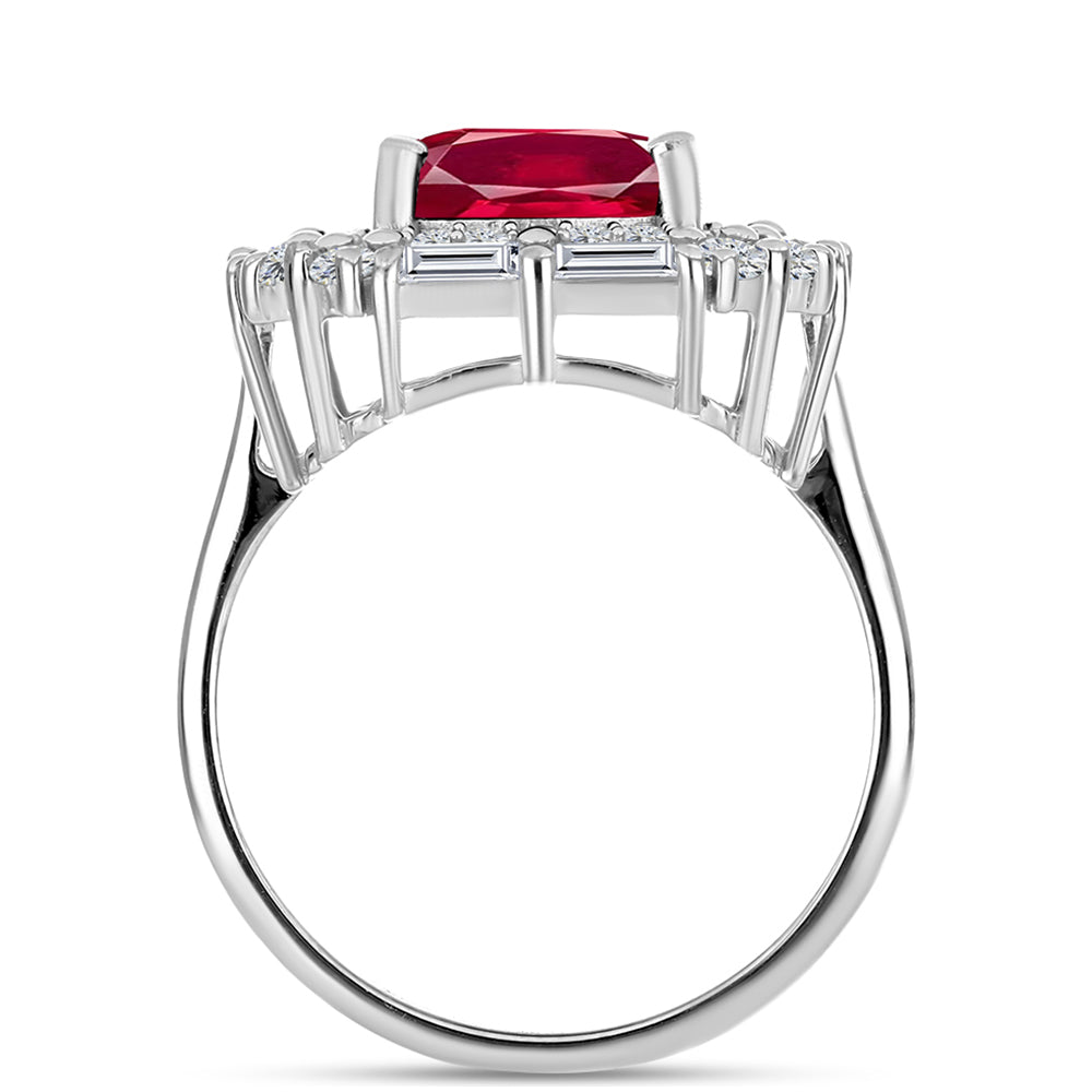 Anel de Prata com Rubi de Madagáscar e Topázio Branco  Contraste: Cabeca de Veado (800) 2 