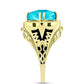 Anel de Prata com Banho de Ouro com Jade Azul  Contraste: Cabeca de Veado (800)