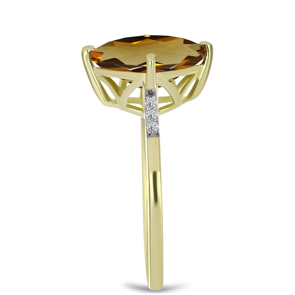 Anel de Prata com Banho de Ouro com Quartzo Cognac e Topázio Branco