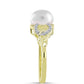 Anel de Prata com Banho de Ouro com Pérola Branca de Água Doce e Topázio Branco  Contraste: Cabeca de Veado (800)