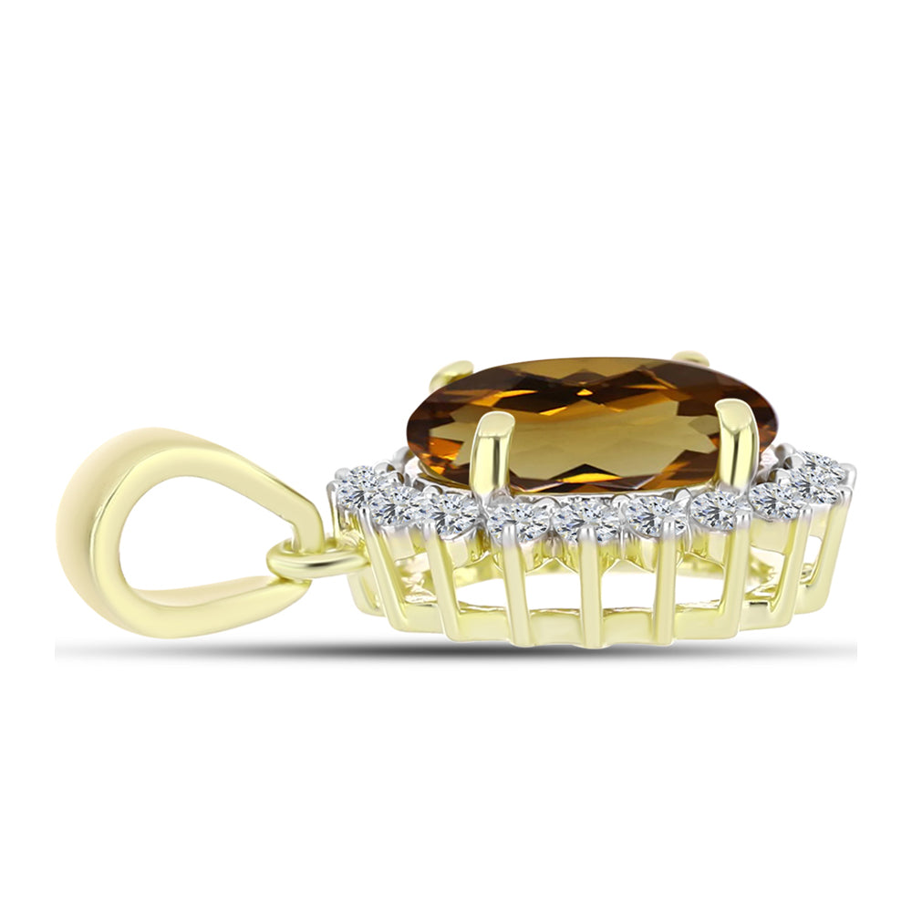 Pendente de Prata com Banho de Ouro com Quartzo Cognac e Topázio Branco