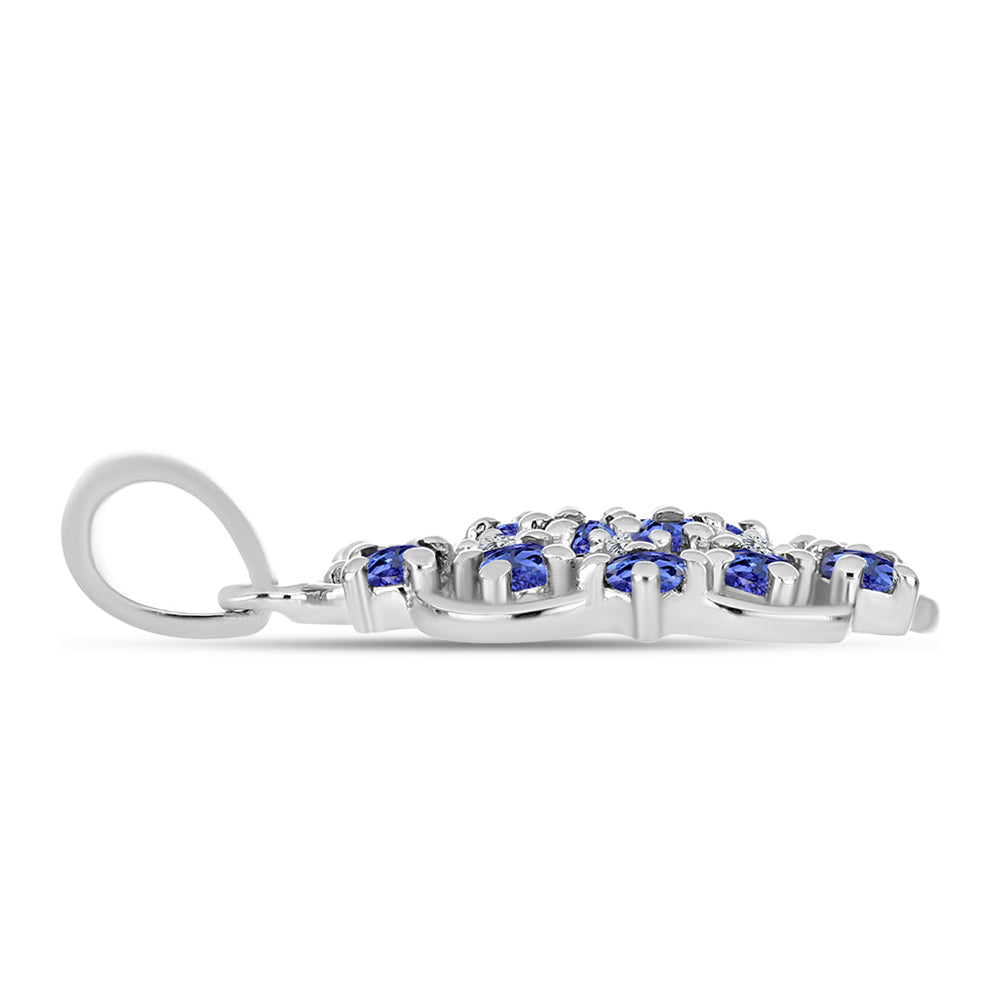 Pendente de Prata com Tanzanite AAA e Diamante Branco 2 
