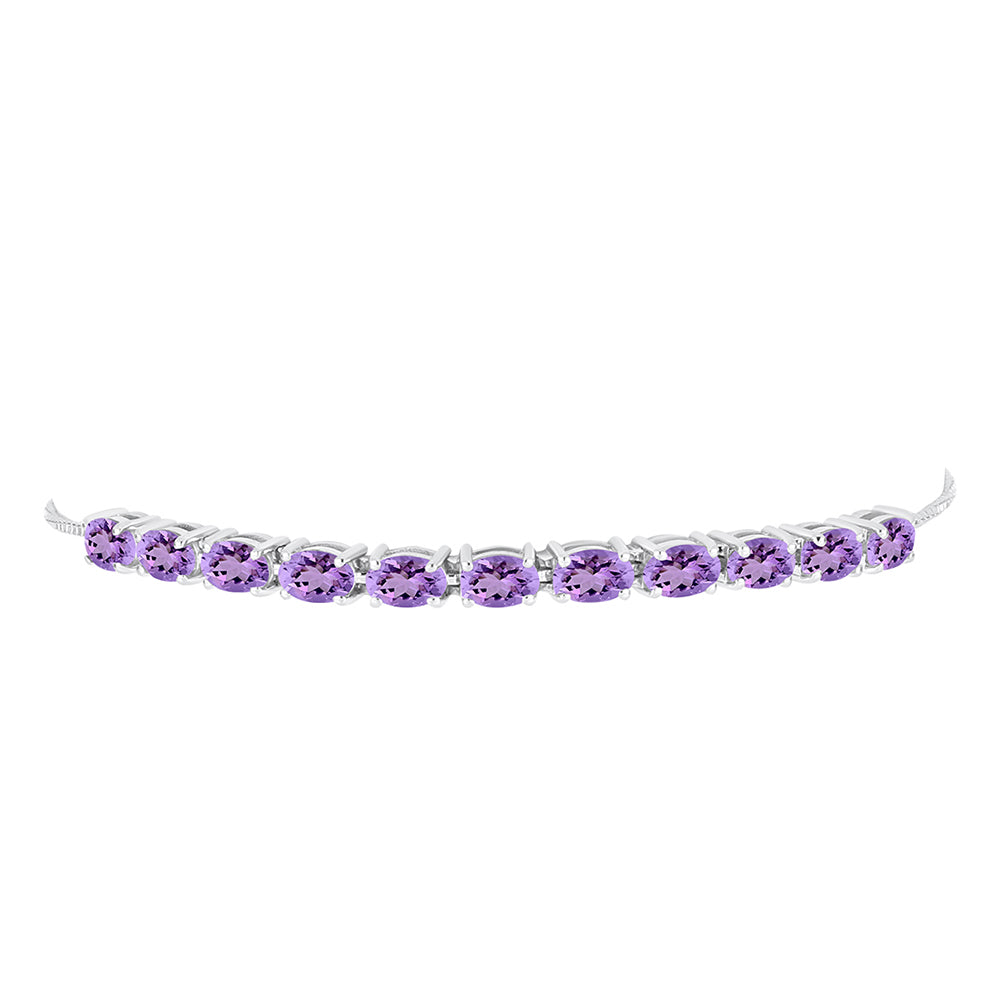 Pulseira de Prata com Ametista Rosa de França  Contraste: Cabeca de Veado (800)