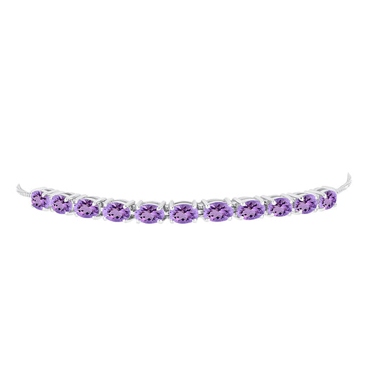 Pulseira de Prata com Ametista Rosa de França  Contraste: Cabeca de Veado (800)
