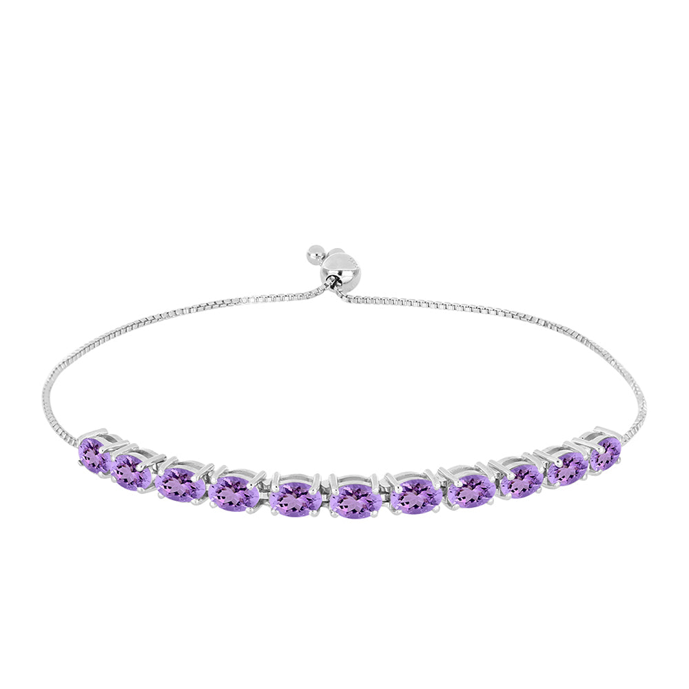 Pulseira de Prata com Ametista Rosa de França  Contraste: Cabeca de Veado (800)