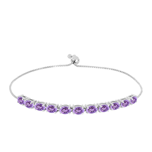 Pulseira de Prata com Ametista Rosa de França  Contraste: Cabeca de Veado (800)