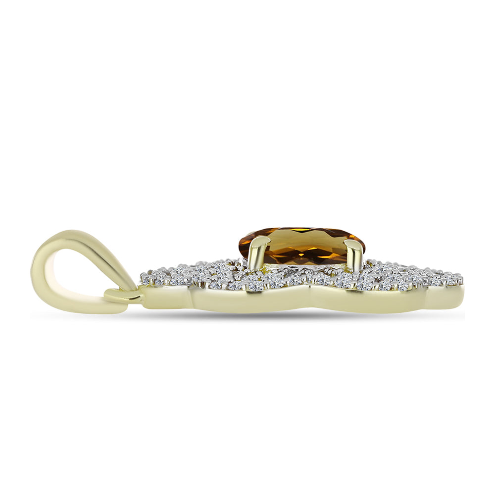 Pendente de Prata com Banho de Ouro com Quartzo Cognac e Topázio Branco