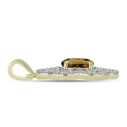 Pendente de Prata com Banho de Ouro com Quartzo Cognac e Topázio Branco