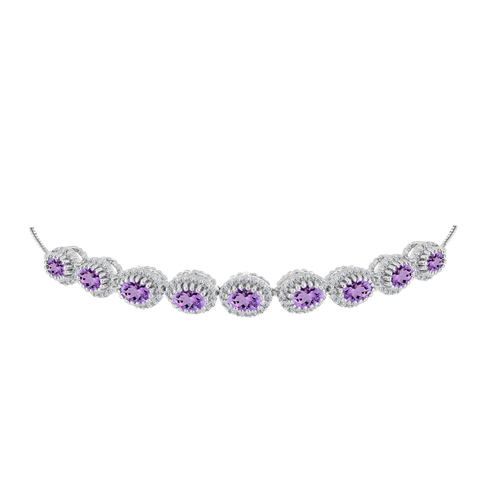 Pulseira de Prata com Ametista Rosa de França e Topázio Branco  Contraste: Cabeca de Veado (800) 2 