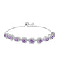 Pulseira de Prata com Ametista Rosa de França e Topázio Branco  Contraste: Cabeca de Veado (800)