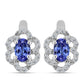 Brincos de Prata com Tanzanite AAA e Diamante Branco