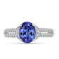Anel de Prata com Tanzanite AAA e Diamante Branco