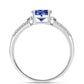 Anel de Prata com Tanzanite AAA e Diamante Branco
