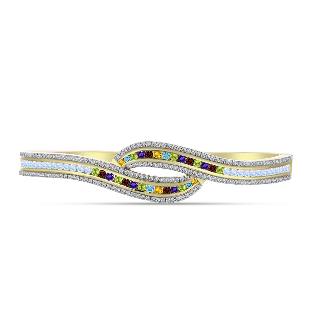 Pulseira de Prata com Banho de Ouro com Ametista de Marrocos e Citrino de Ural  Contraste: Cabeca de Veado (800) 2 