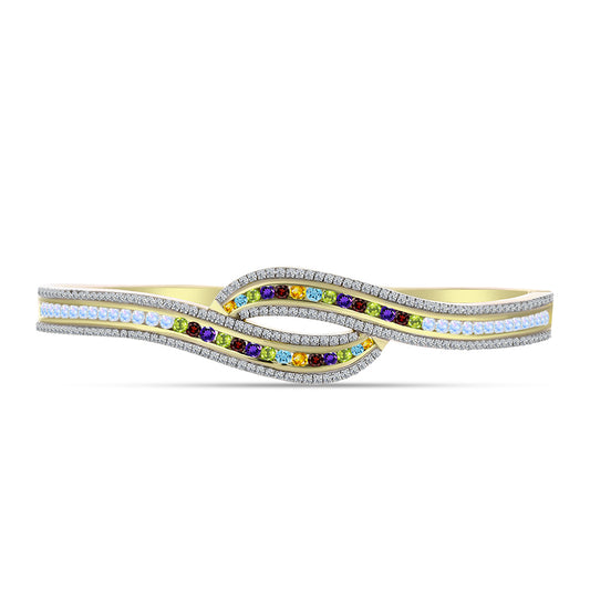 Pulseira de Prata com Banho de Ouro com Ametista de Marrocos e Citrino de Ural  Contraste: Cabeca de Veado (800)