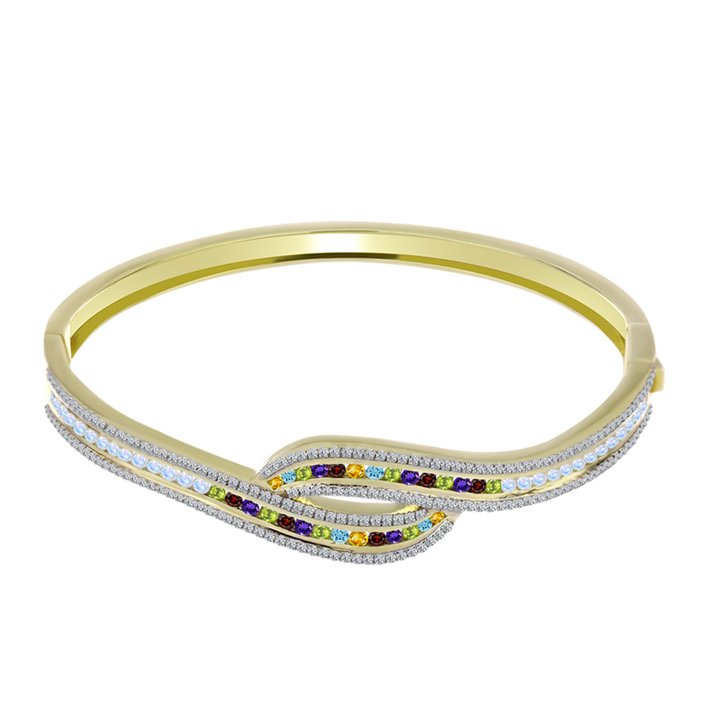 Pulseira de Prata com Banho de Ouro com Ametista de Marrocos e Citrino de Ural  Contraste: Cabeca de Veado (800)