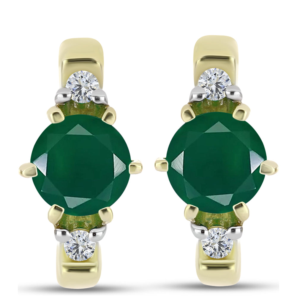 Brincos de Prata com Banho de Ouro com Ágata Verde e Topázio Branco 1 