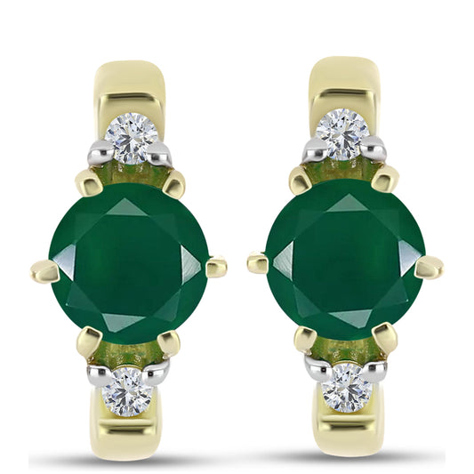 Brincos de Prata com Banho de Ouro com Ágata Verde e Topázio Branco