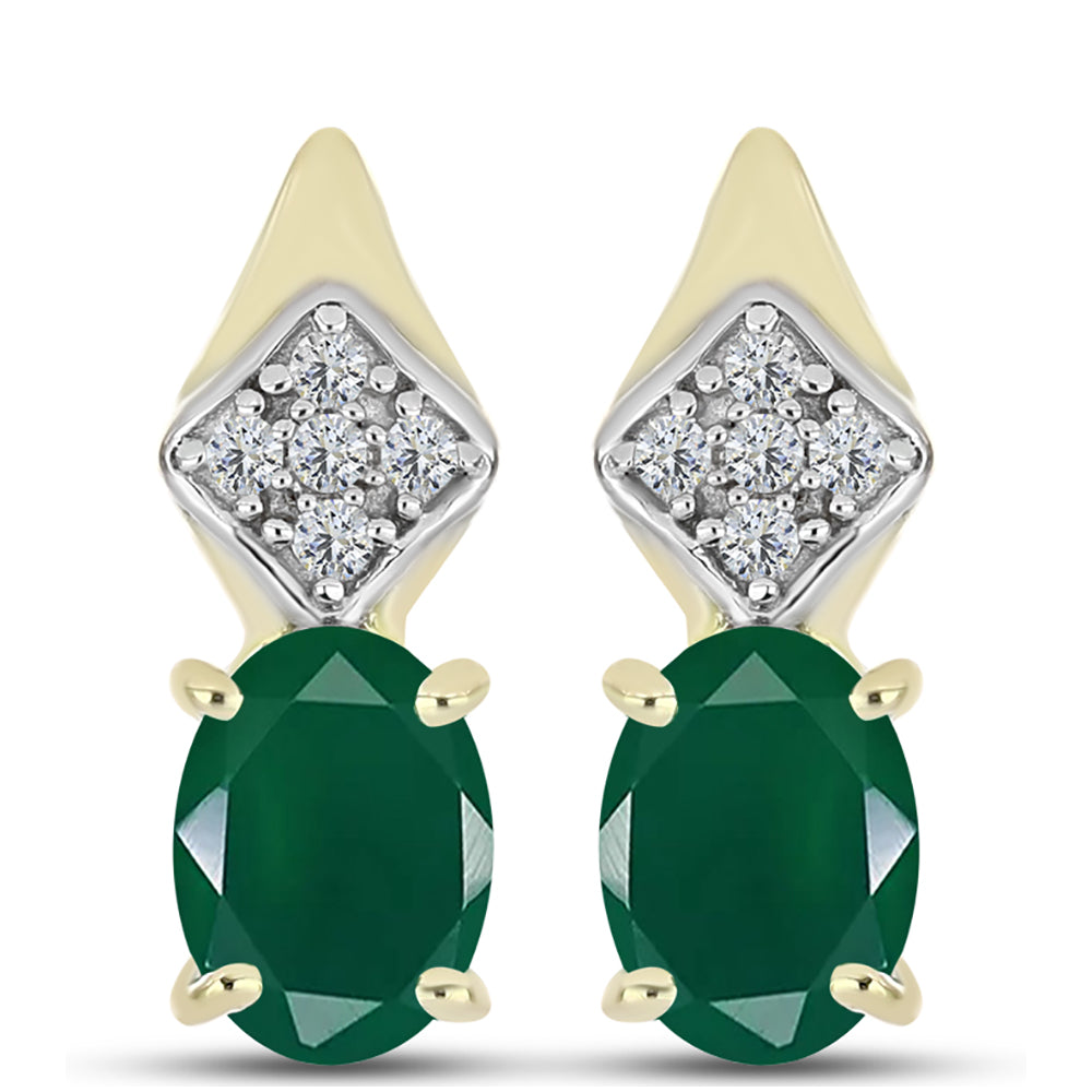 Brincos de Prata com Banho de Ouro com Ágata Verde e Topázio Branco