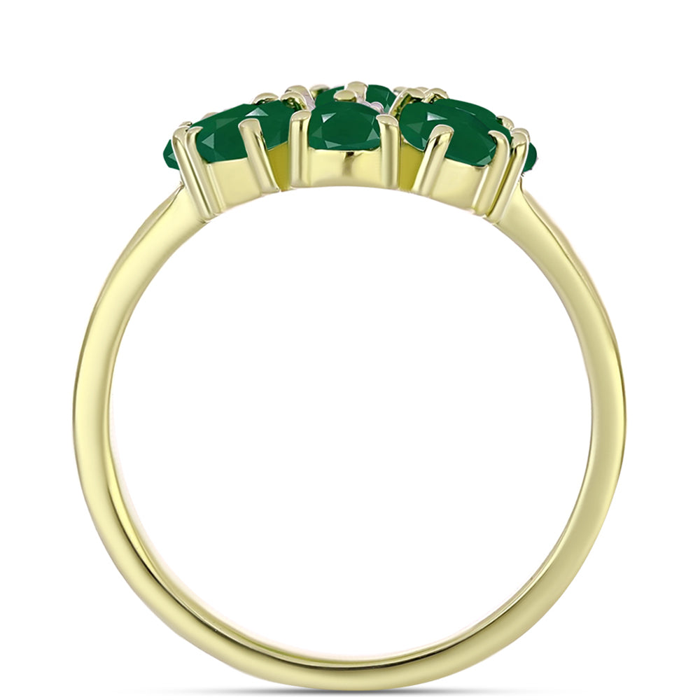 Anel de Prata com Banho de Ouro com Ágata Verde e Topázio Branco 2 