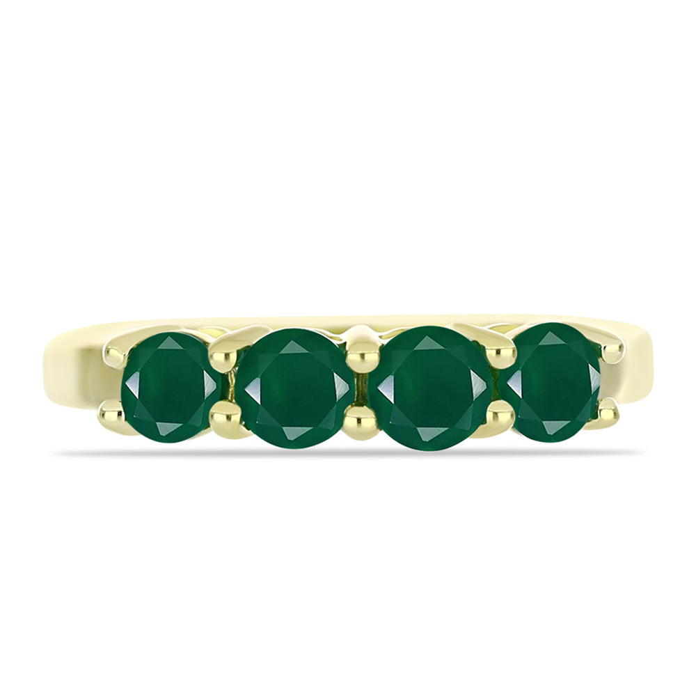 Anel de Prata com Banho de Ouro com Ágata Verde 1 