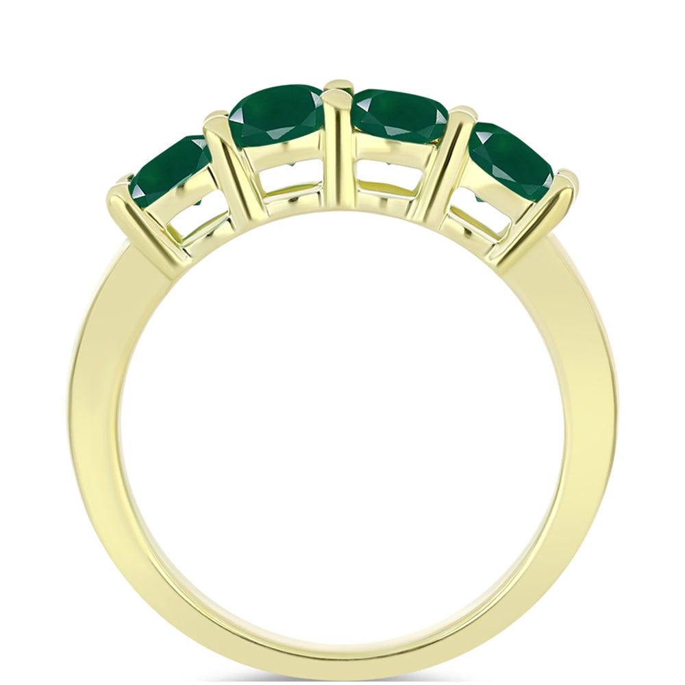 Anel de Prata com Banho de Ouro com Ágata Verde 2 