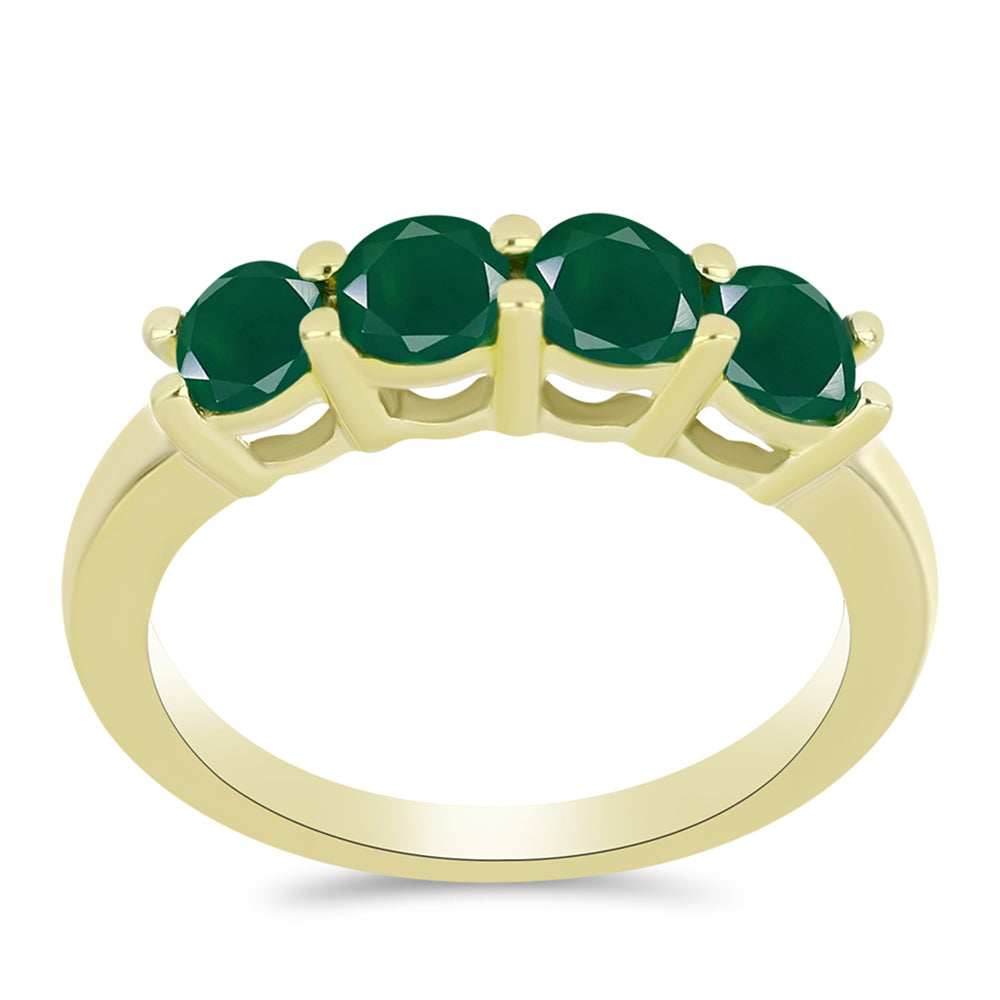 Anel de Prata com Banho de Ouro com Ágata Verde 3 