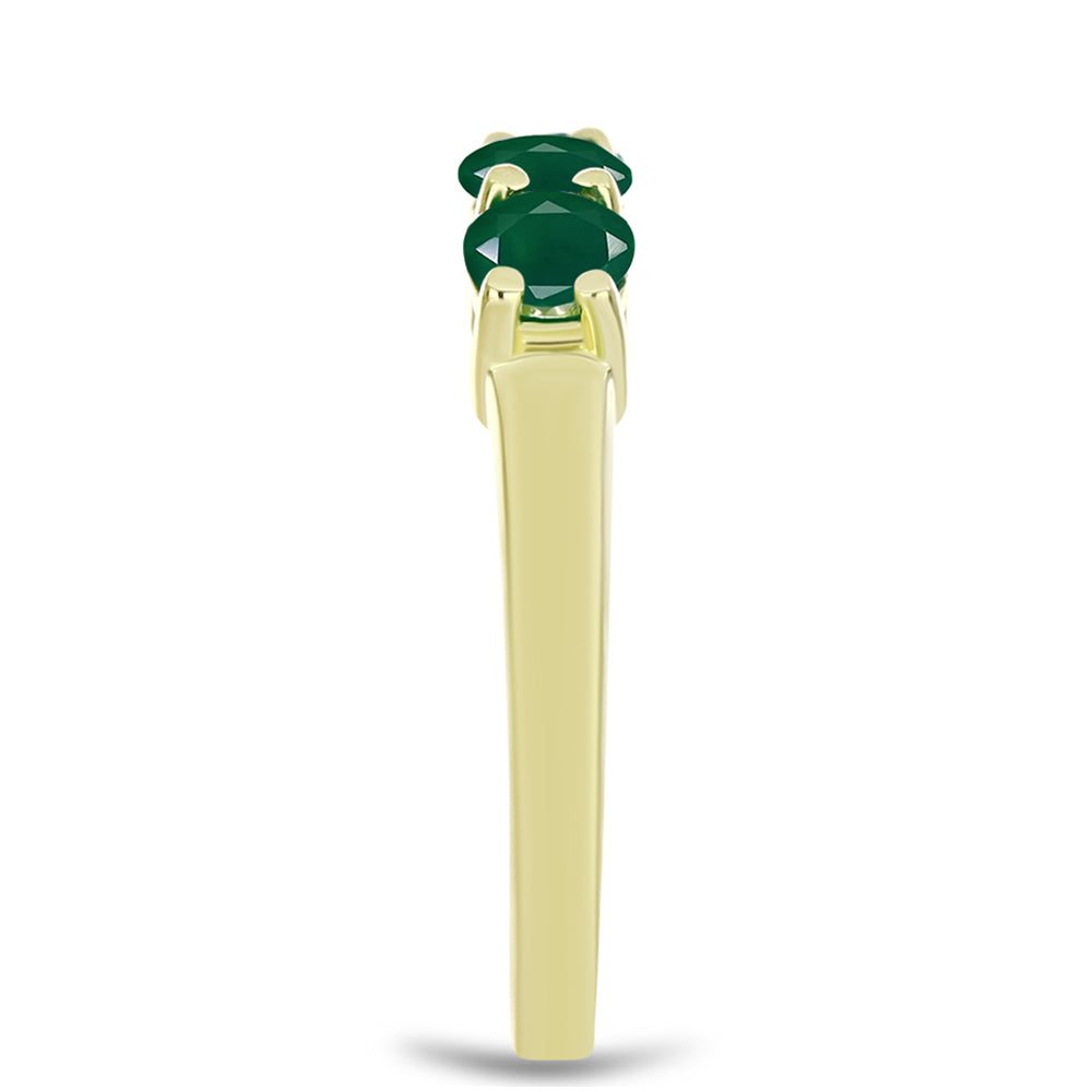 Anel de Prata com Banho de Ouro com Ágata Verde