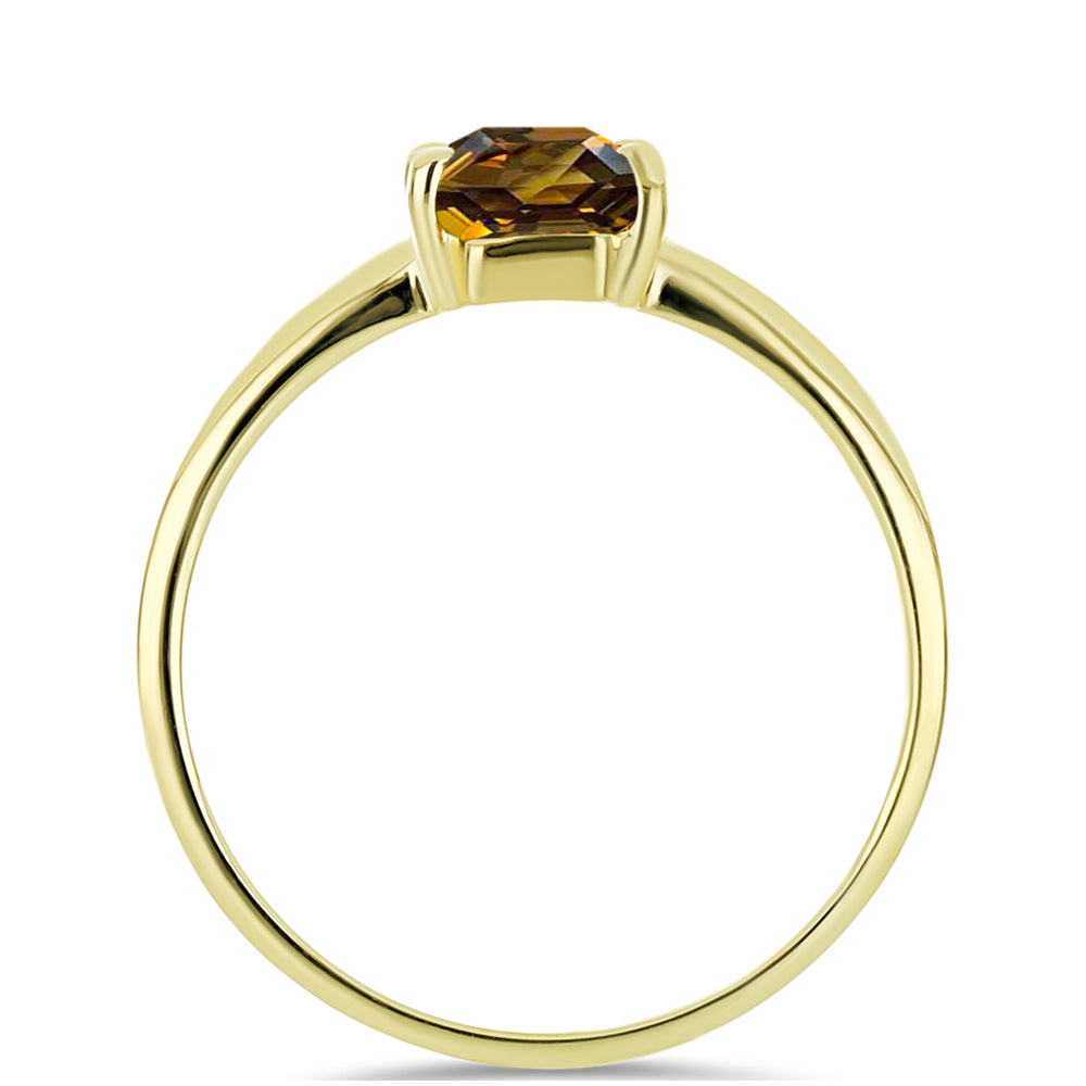 Anel de Prata com Banho de Ouro com Quartzo Cognac 2 