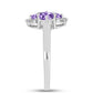 Anel de Prata com Ametista Rosa de França e Topázio Branco  Contraste: Cabeca de Veado (800)
