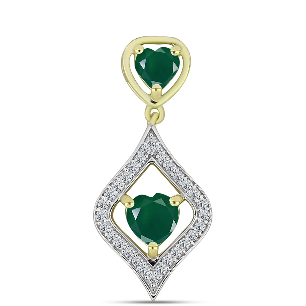 Pendente de Prata com Banho de Ouro com Ágata Verde e Topázio Branco