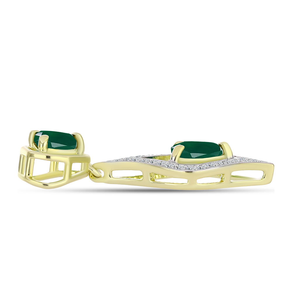 Pendente de Prata com Banho de Ouro com Ágata Verde e Topázio Branco