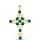 Cruz Pendente de Prata com Banho de Ouro com Ágata Verde e Topázio Branco  Contraste: Cabeca de Veado (800)