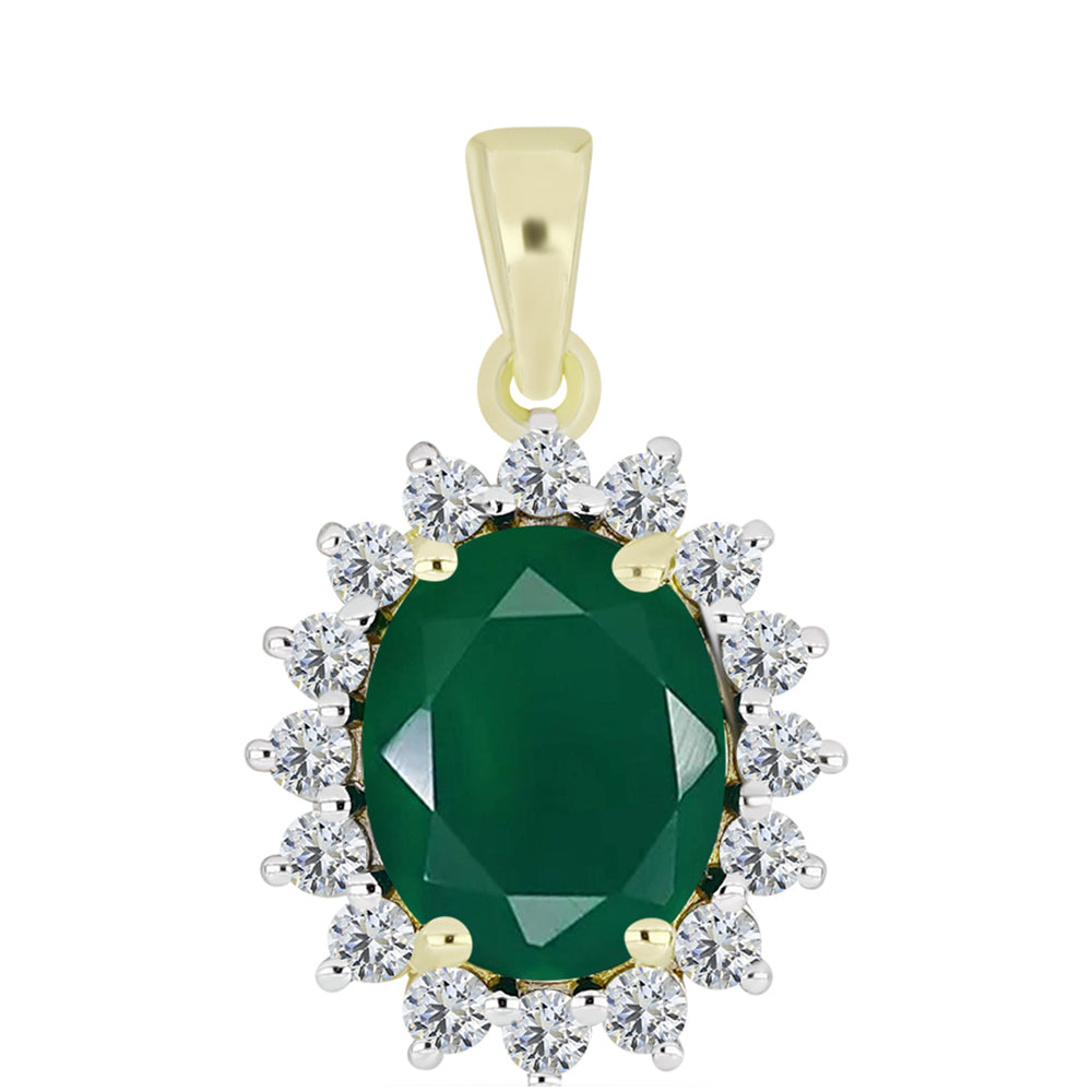 Pendente de Prata com Banho de Ouro com Ágata Verde e Topázio Branco 1 