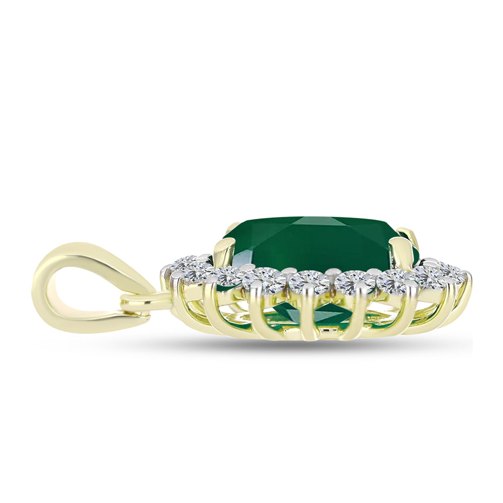 Pendente de Prata com Banho de Ouro com Ágata Verde e Topázio Branco 2 