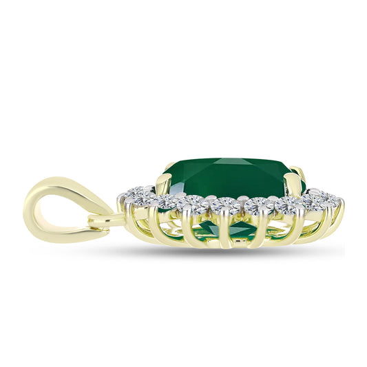 Pendente de Prata com Banho de Ouro com Ágata Verde e Topázio Branco