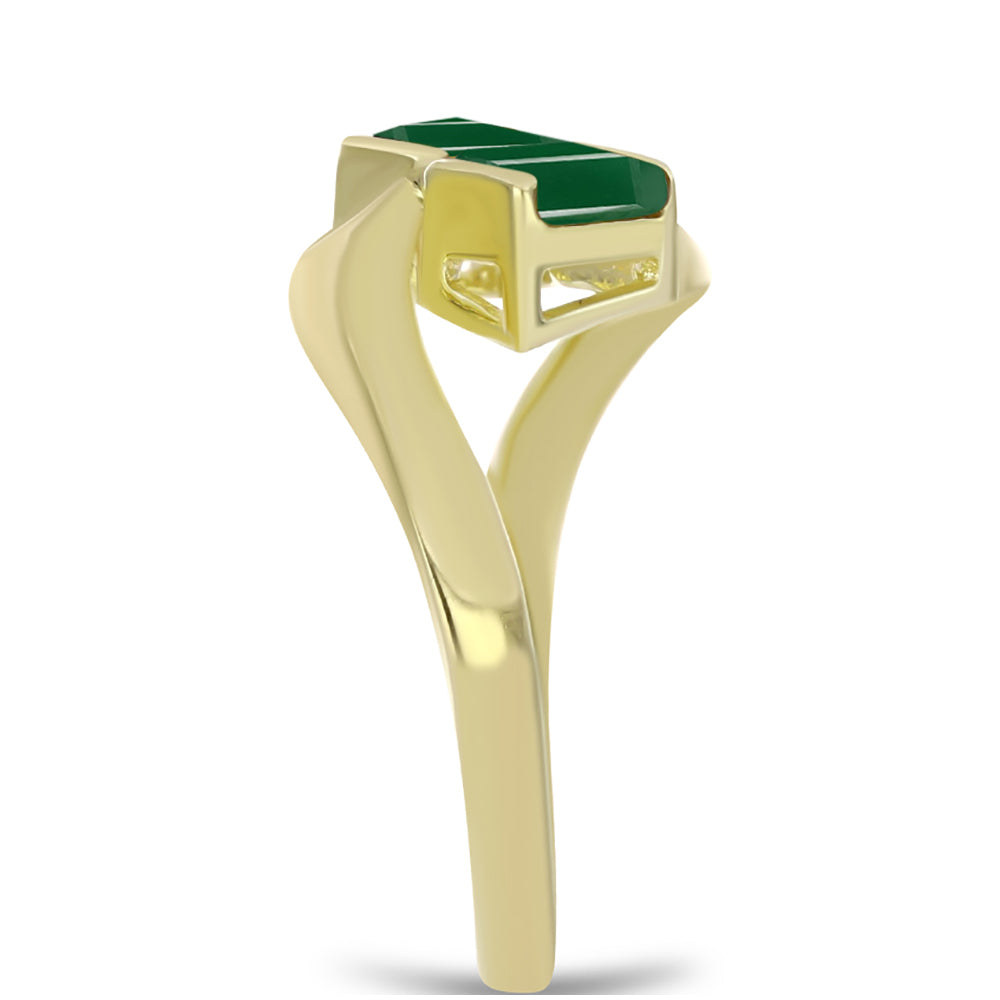 Anel de Prata com Banho de Ouro com Ágata Verde 4 