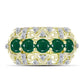 Anel de Prata com Banho de Ouro com Ágata Verde e Topázio Branco  Contraste: Cabeca de Veado (800)