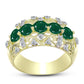 Anel de Prata com Banho de Ouro com Ágata Verde e Topázio Branco  Contraste: Cabeca de Veado (800)