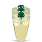 Anel de Prata com Banho de Ouro com Ágata Verde e Topázio Branco  Contraste: Cabeca de Veado (800)
