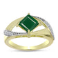 Anel de Prata com Banho de Ouro com Ágata Verde e Topázio Branco  Contraste: Cabeca de Veado (800)